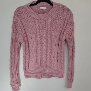 Aeropostale Pink Cable Knit Crewneck Sweater